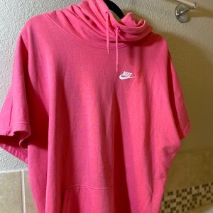 Pink Fleece Short-Sleeved Nike Hoodie